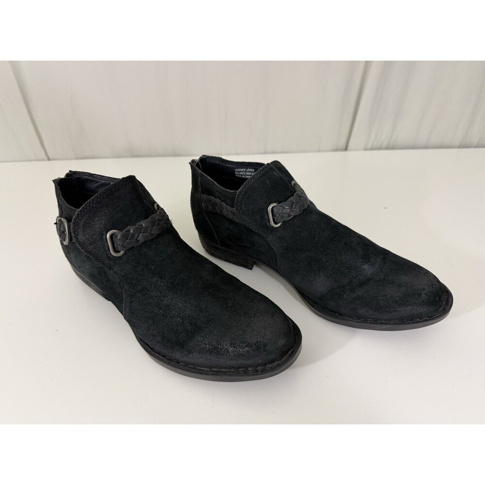 Born Sylvia Womens Size 8 Black Suede Braided Ankle Boots Prairie Cute Low Heel